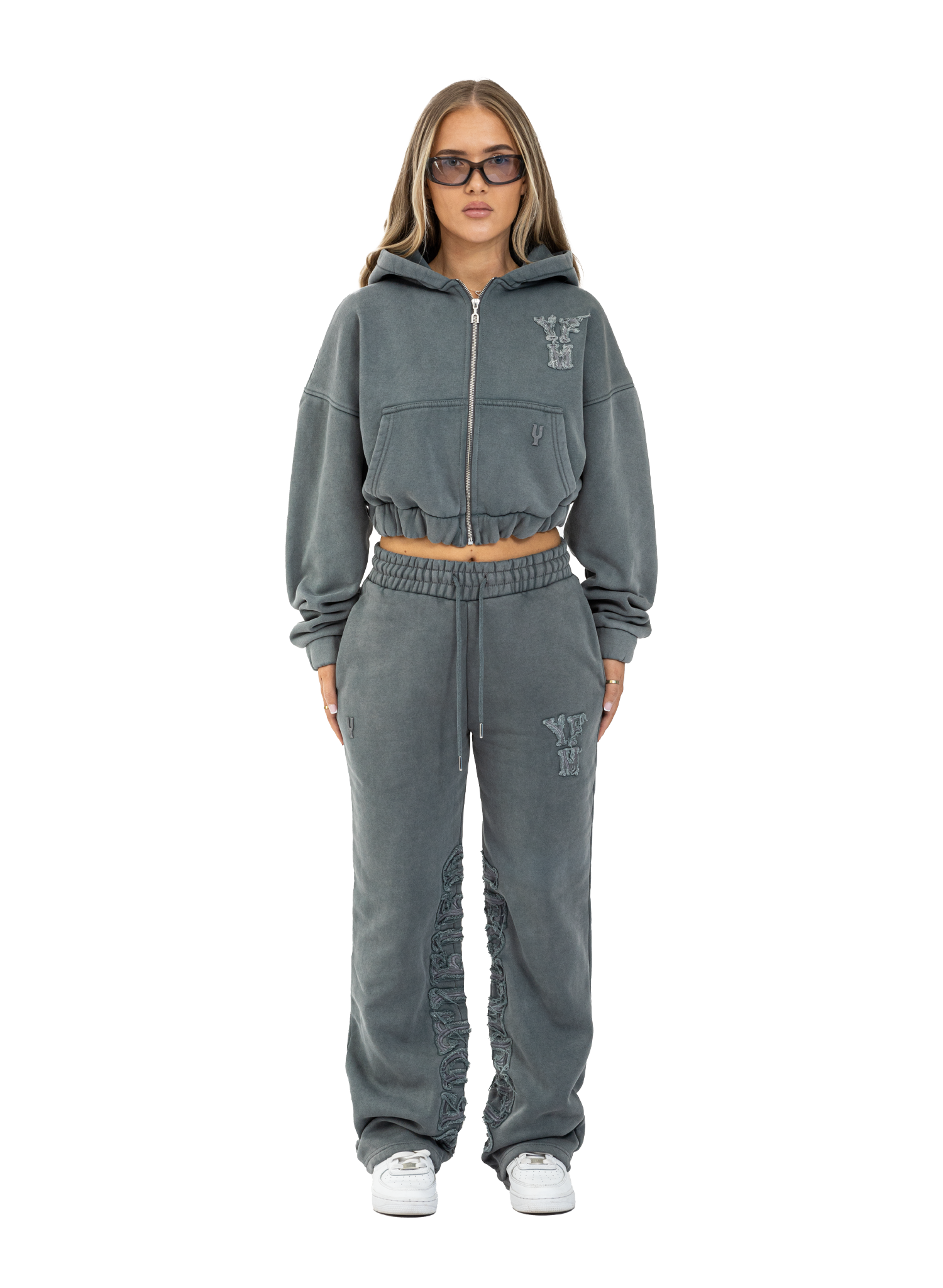 C/A ZIP-HOODIE WASHED GREY WOMAN