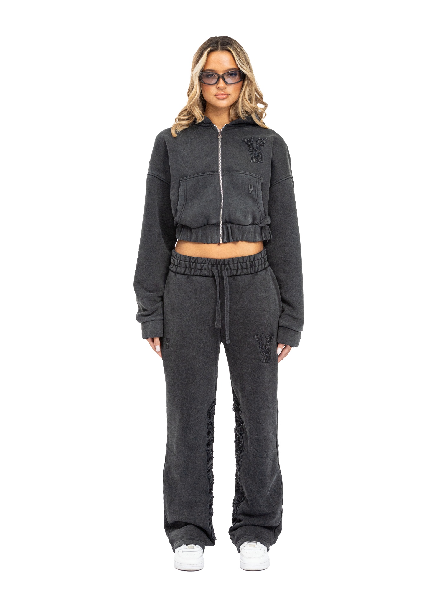 C/A ZIP-HOODIE WASHED BLACK WOMAN