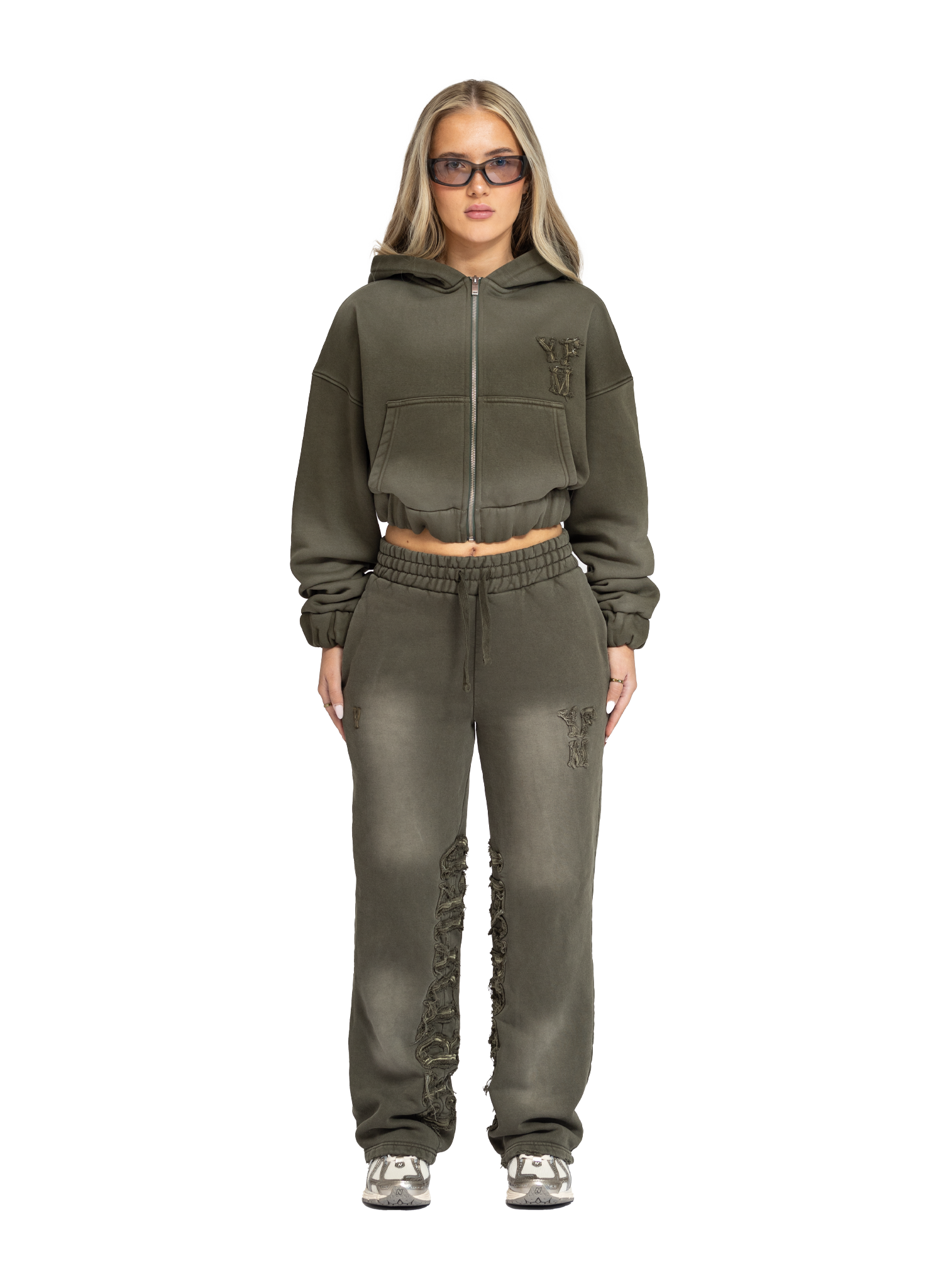 C/A ZIP-HOODIE WASHED OLIVE WOMAN