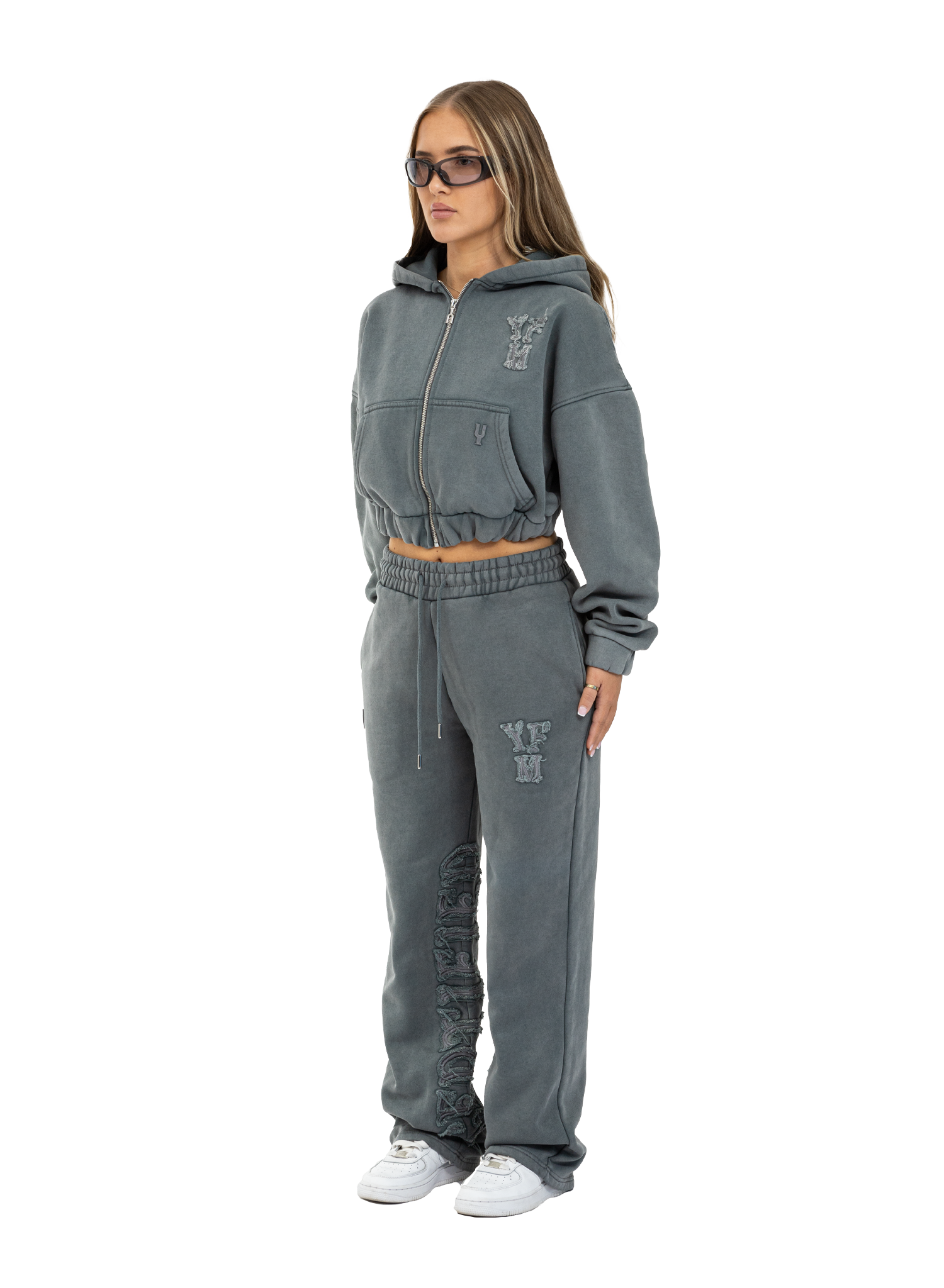 C/A ZIP-HOODIE WASHED GREY WOMAN