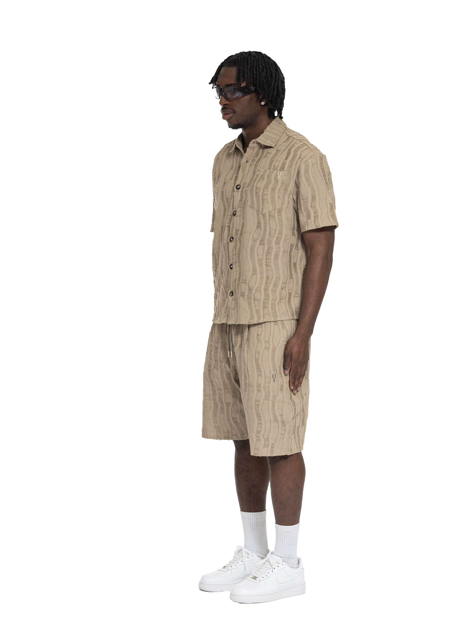DISTRESS SCARS SHORTS DARK BEIGE