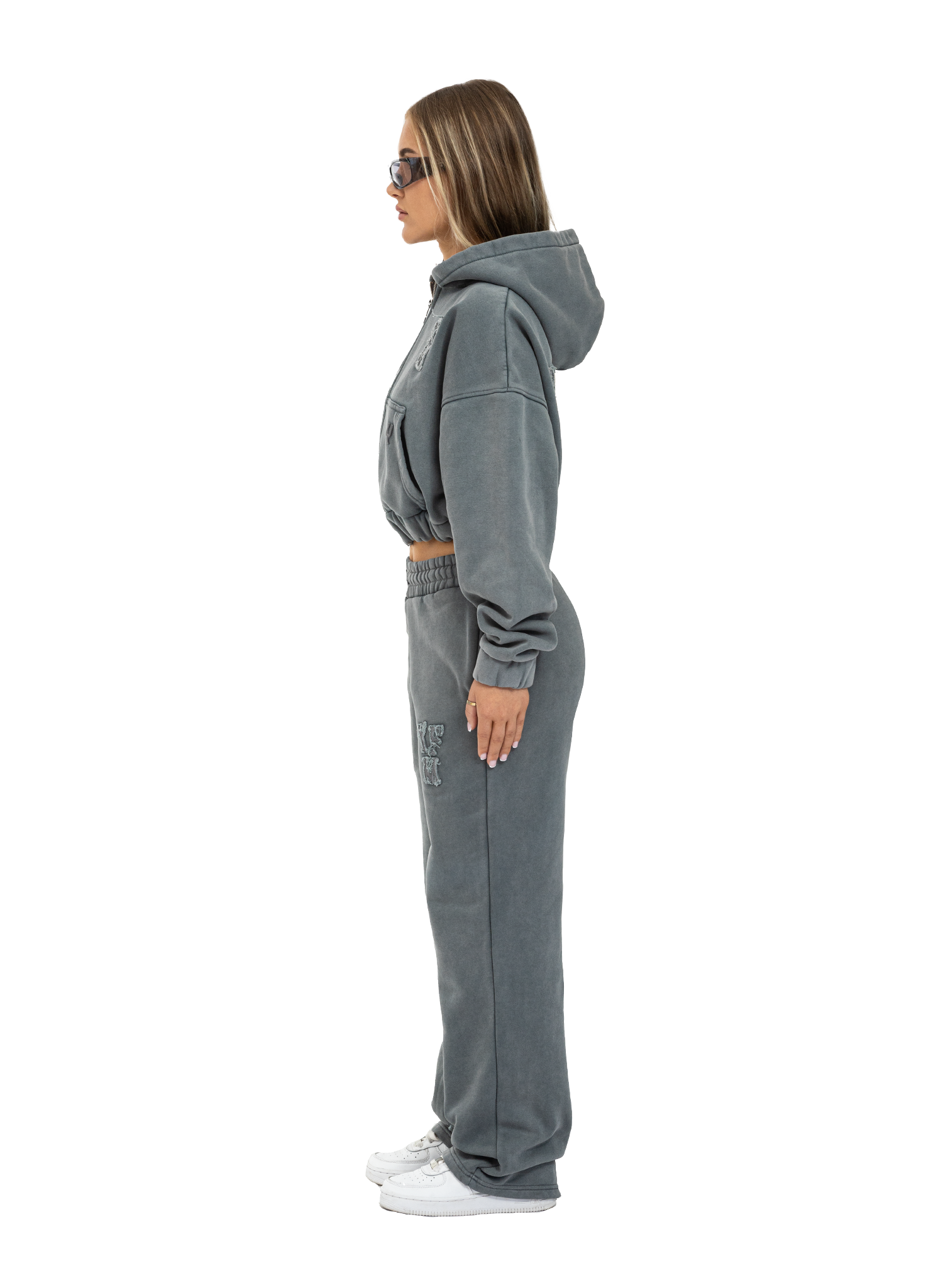 C/A ZIP-HOODIE WASHED GREY WOMAN