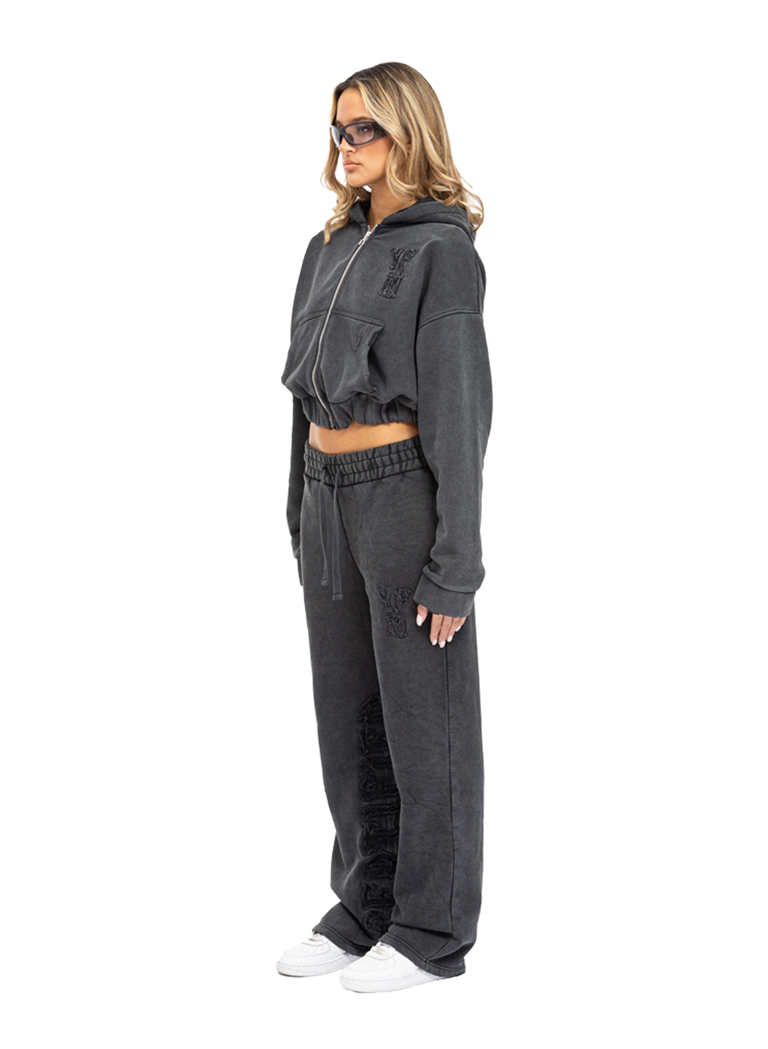 C/A ZIP-HOODIE WASHED BLACK WOMAN
